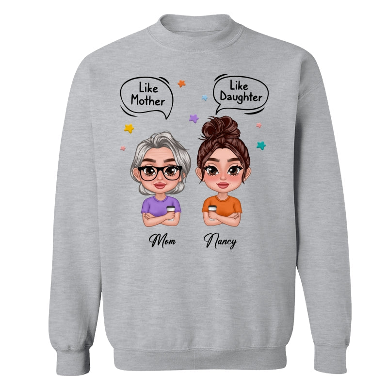 Like Mother Like Daughter Text Bubble Doll Women Thick Lips Personalized Shirt