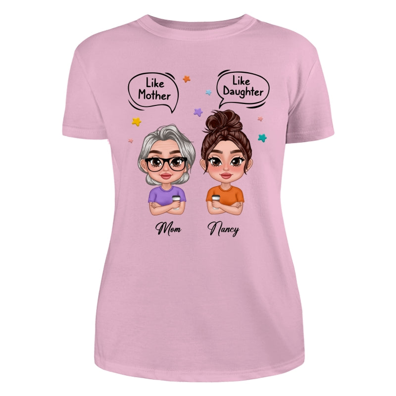 Like Mother Like Daughter Text Bubble Doll Women Thick Lips Personalized Shirt