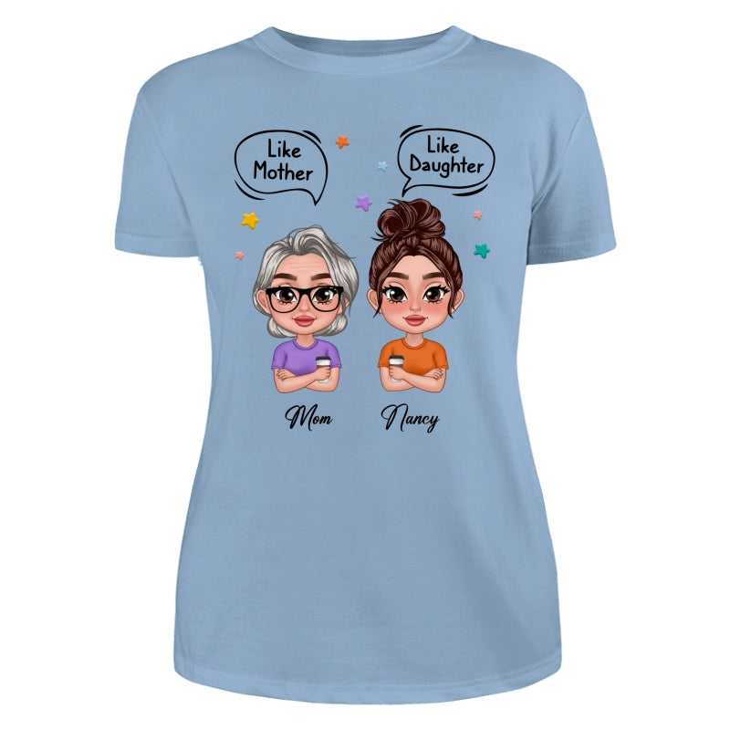 Like Mother Like Daughter Text Bubble Doll Women Thick Lips Personalized Shirt