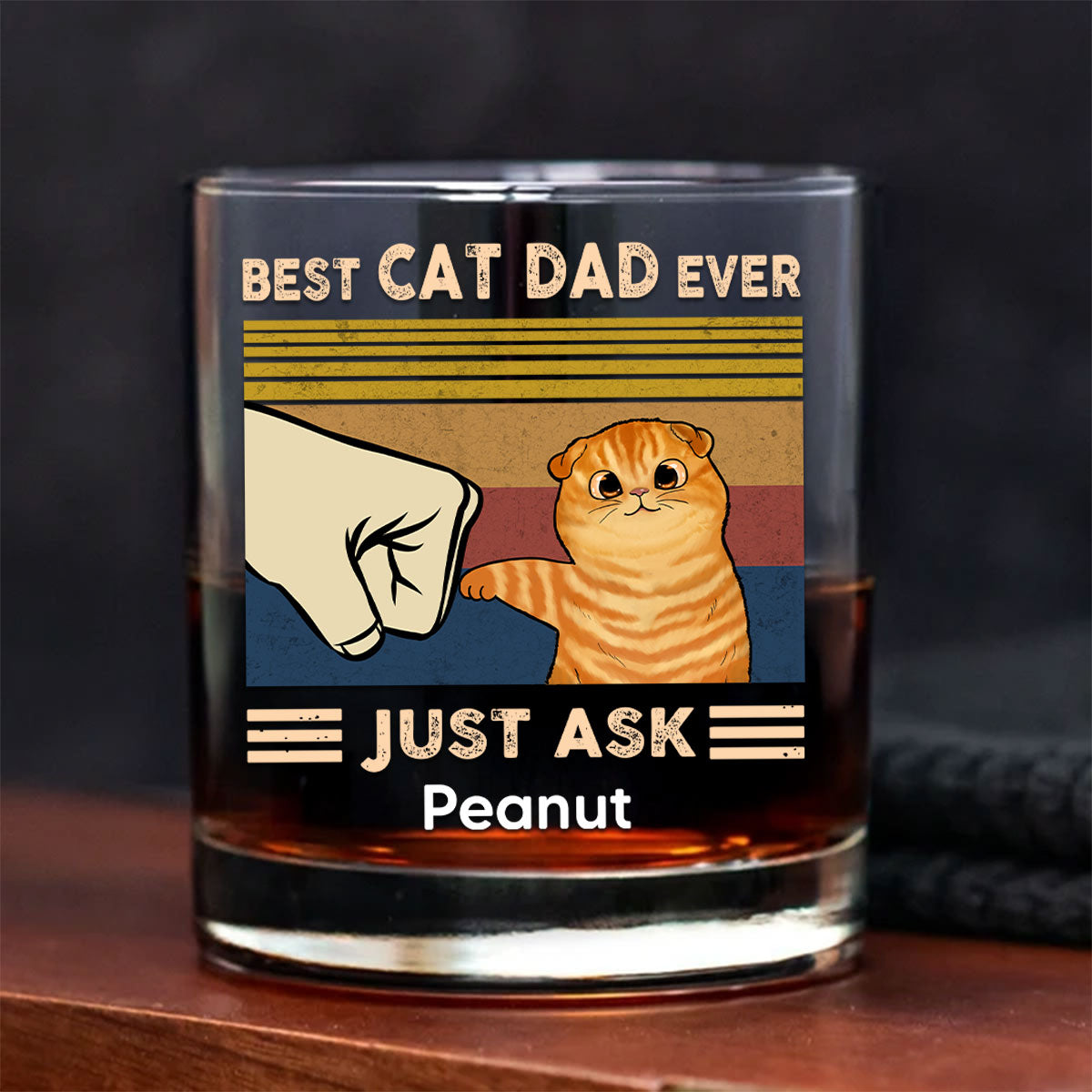 Father’s Day 2025 Gift for Cat Dads - Custom Cat Fist Bump Personalized Wine Glass