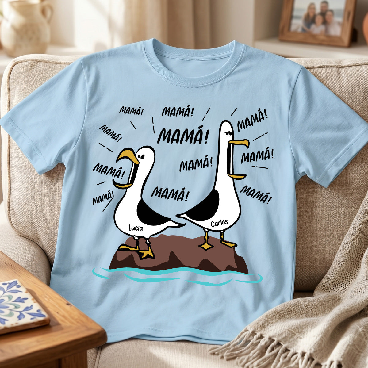 Gaviota Mam Mam Mam - Camiseta Personalizada - Regalo Divertido del Da de la Madre para Mam