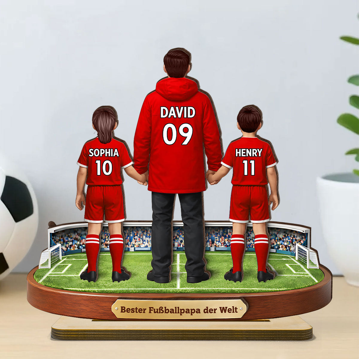 Bester Fuballpapa der Welt - Personalisiertes 2-lagiges Holz-Aufsteller – Vatertagsgeschenk fr Fuballpapas, Geschenk fr Ehemnner