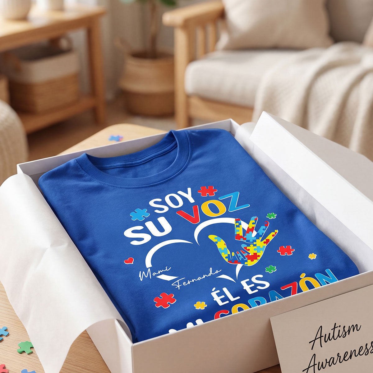 Soy Su Voz l Es Mi Corazn I'm His Voice He's My Heart - Personalized Shirt - Spanish Ver Autism Awareness
