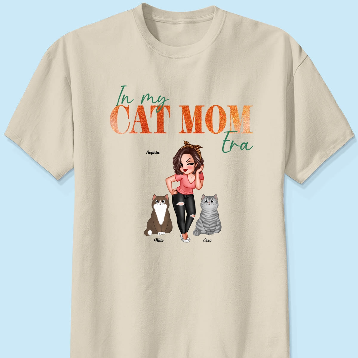 In My Cat Mom Era Pretty Woman & Fluffy Cats - Personalized Shirt