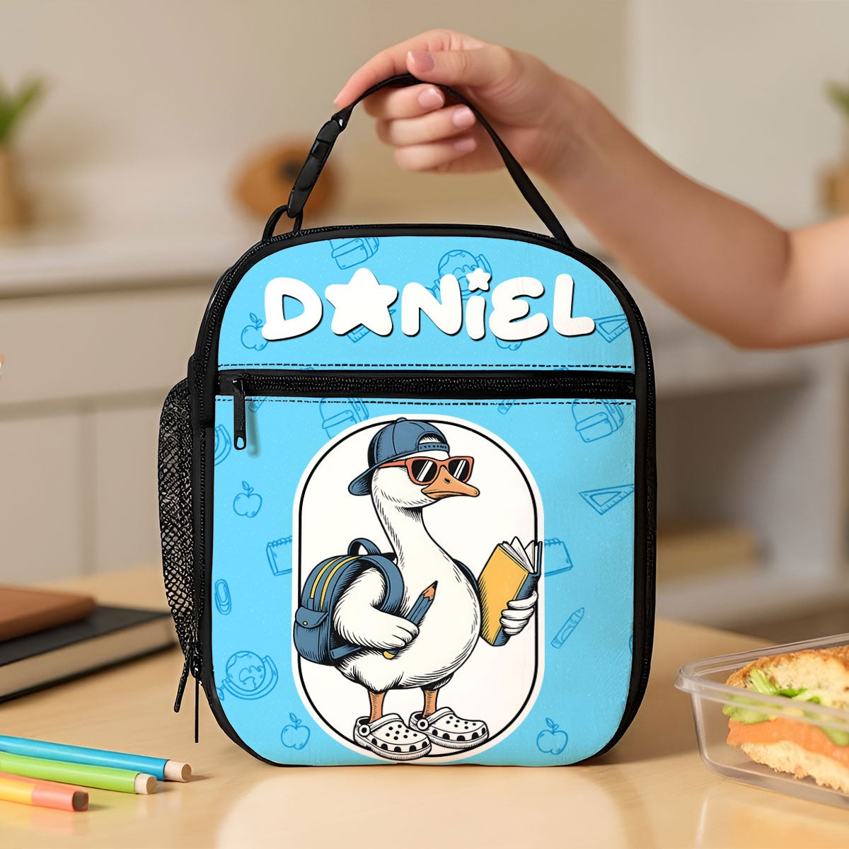 Back to School Goose Personalized Insulated Lunch Bag for Boy Girl