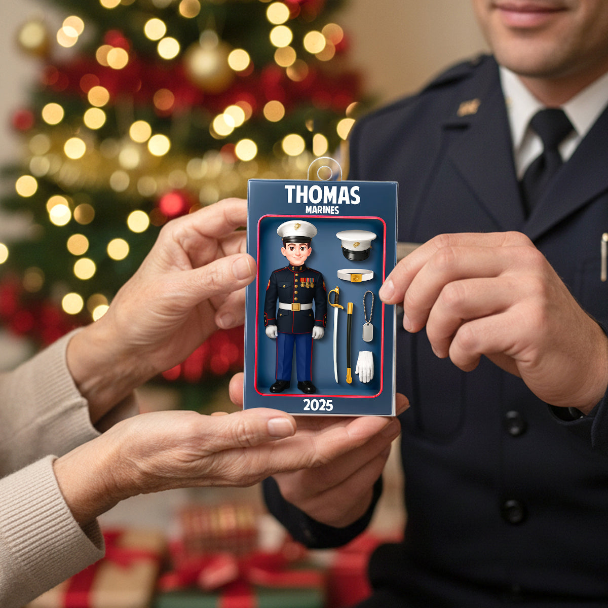 Marines Action Figure 3D Effect Personalized Acrylic Ornament - Special Gift For The Marines
