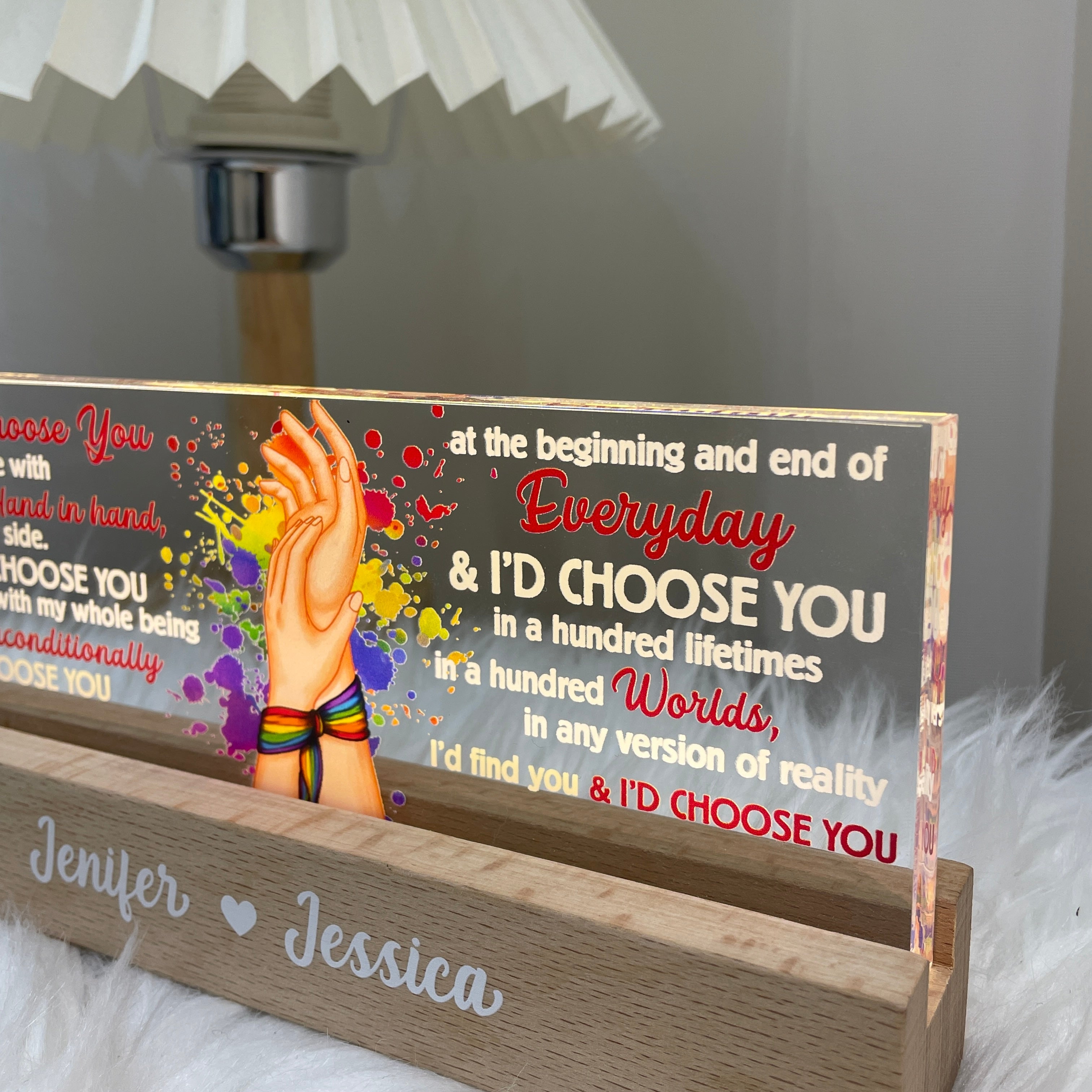 I Choose You LGBTQ+ Gift Personalized Acrylic Block LED Night Light