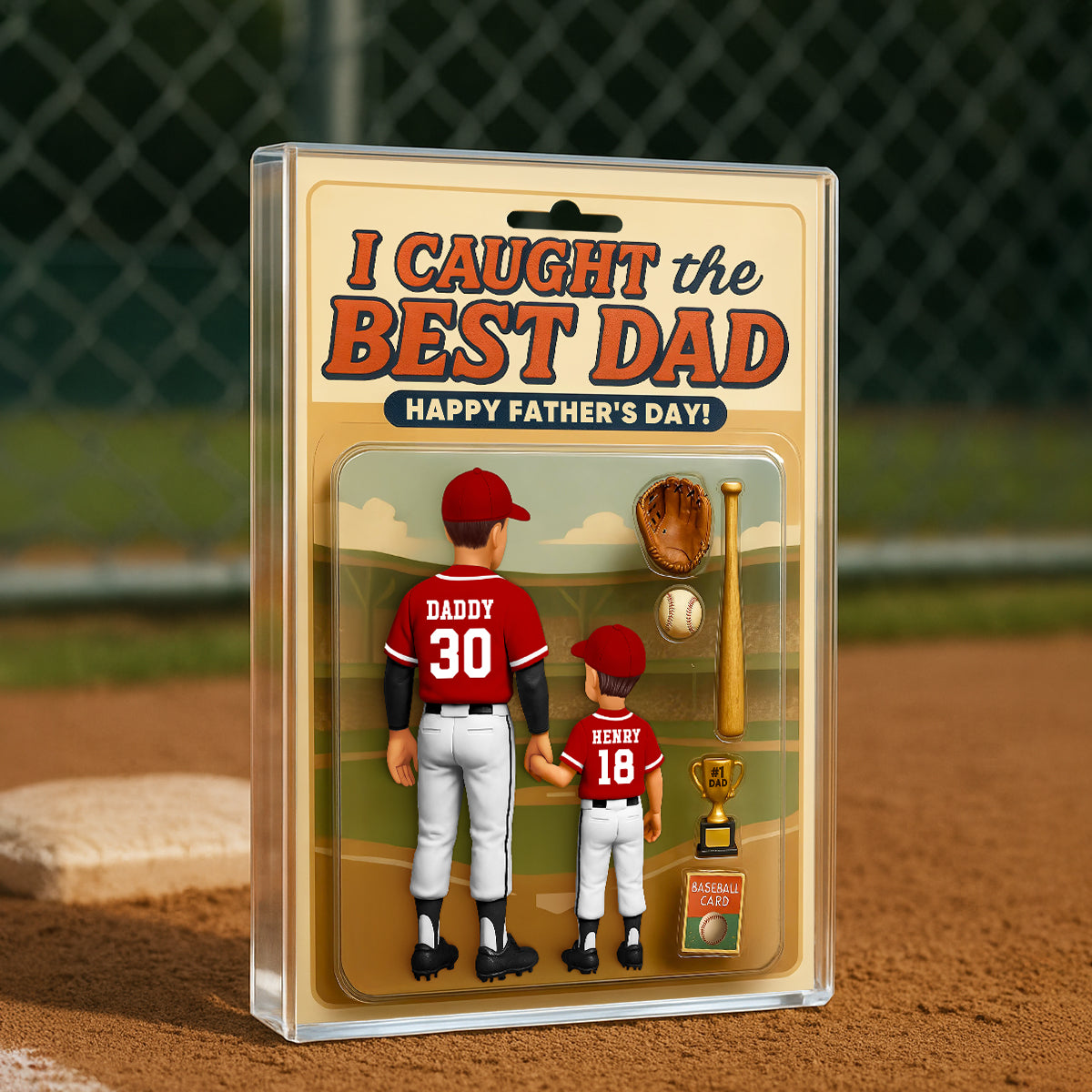 We Caught the Best Dad Baseball Custom Figure Personalized Acrylic Block Plaque, Custom Jersey,  Gift for Dad, Gift for Husband