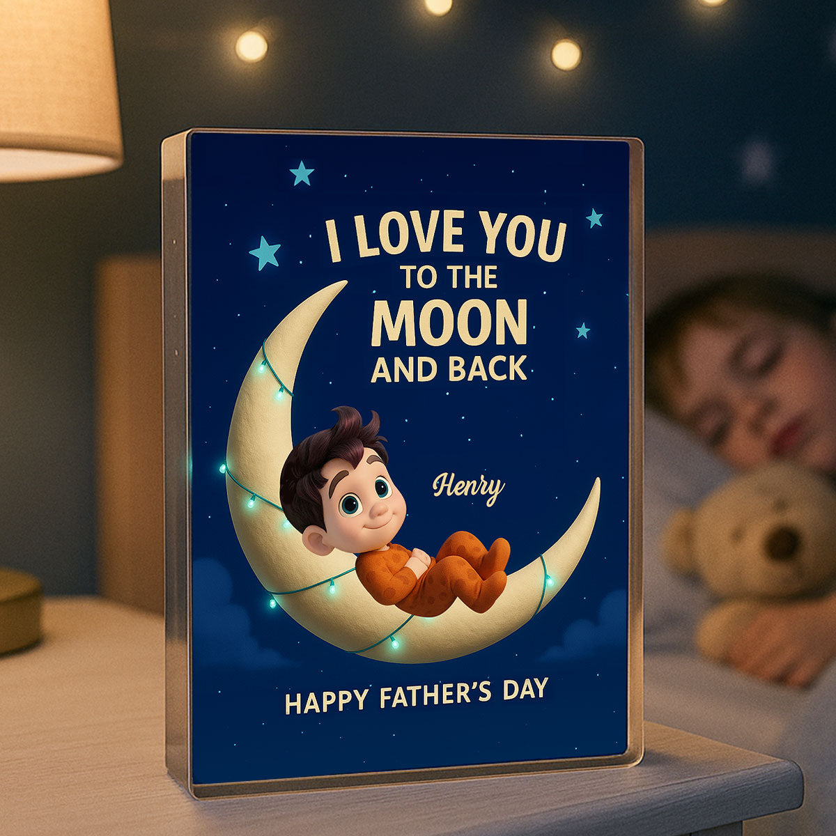 I Love You to the Moon and Back Personalized Acrylic Block Plaque,  Gift for Dad