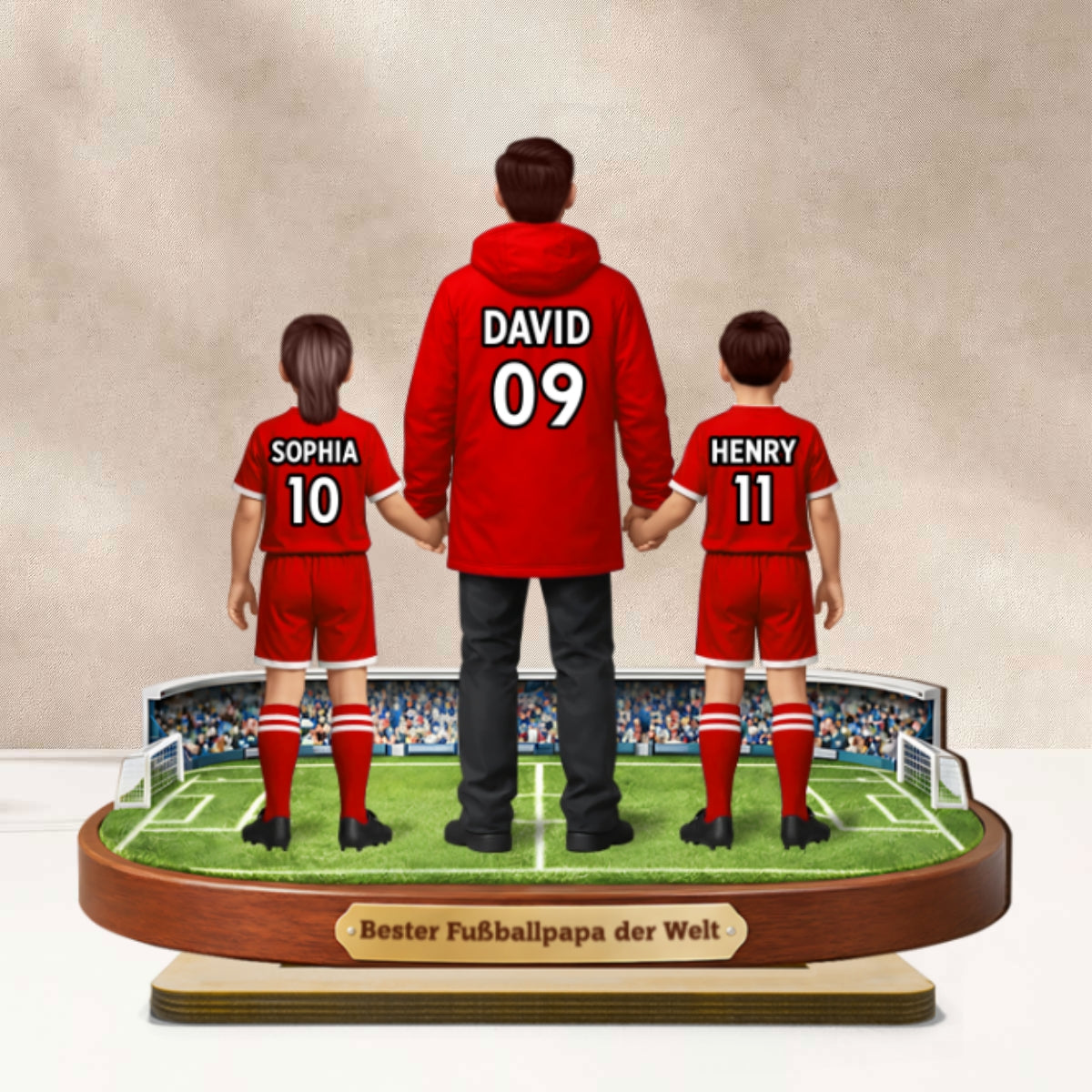 Bester Fuballpapa der Welt - Personalisiertes 2-lagiges Holz-Aufsteller – Vatertagsgeschenk fr Fuballpapas, Geschenk fr Ehemnner