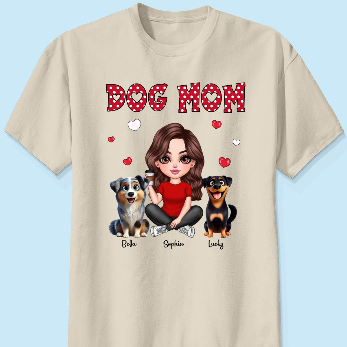 Polka Dot Cute 3D Dog Mom Personalized Shirt