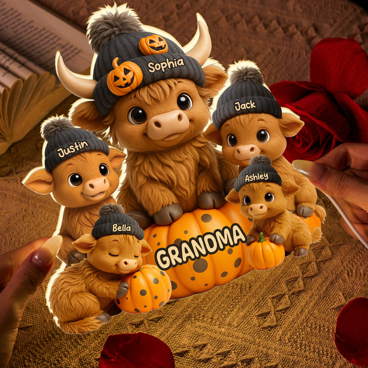 Mama Cow Personalized Light Box, Cozy Fall Vibe Halloween Decor for Mom, Grandma