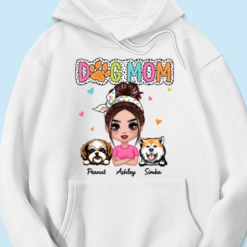Dog Mom Summer Vibe Dots Sassy Woman & Peeking Dogs Personalized Shirt