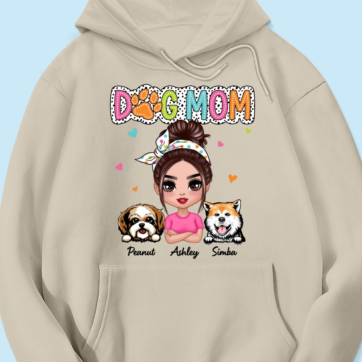 Dog Mom Summer Vibe Dots Sassy Woman & Peeking Dogs Personalized Shirt
