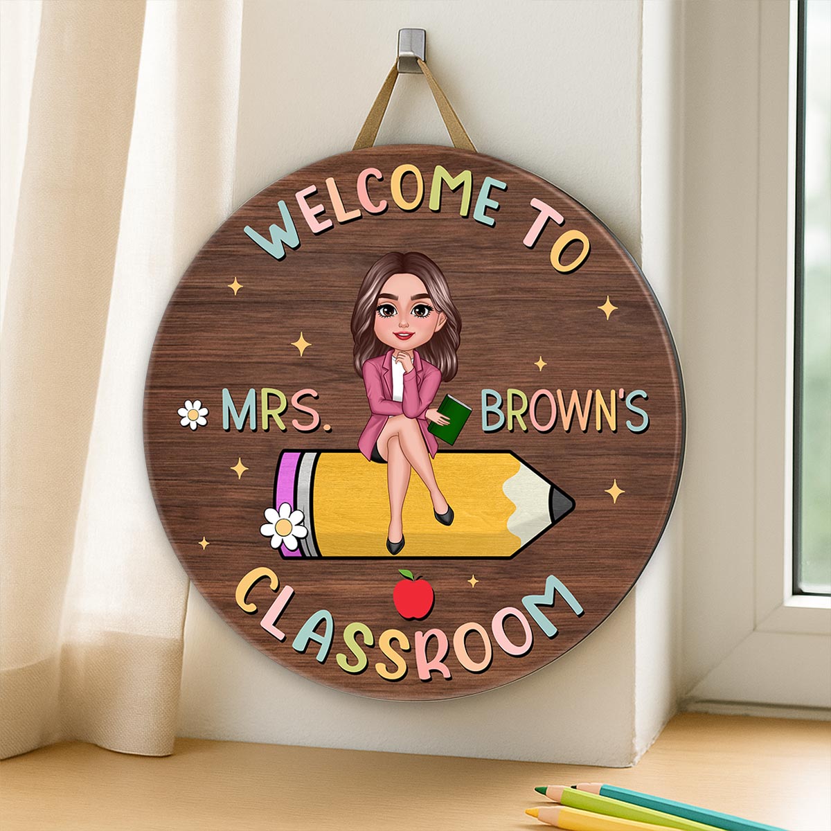 Welcome to Teacher's Classroom Personalized Classroom Sign, Custom Teacher Door Hanger, Back To School, Classroom Decor