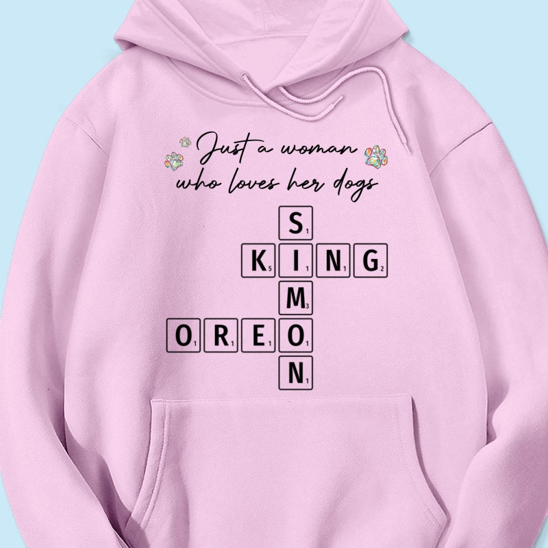 Just A Woman Who Loves Dogs Cats Crossword Puzzle Art Personalized Shirt
