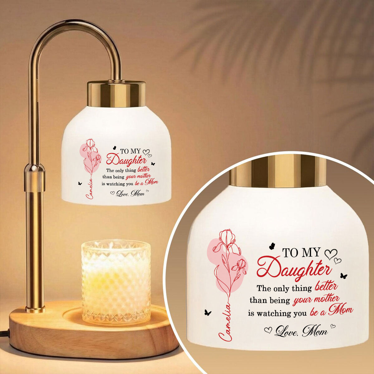 The Only Thing Better is Watching You Be a Mom - Personalized Candle Warmer Lamp - Custom Birth Month Flower, Heartfelt Mother's Day Gift for Daughter