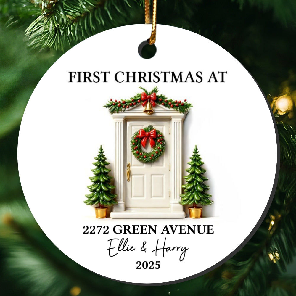 First Christmas New Home 3D Effect - Personalized Ceramic Ornament - New Home Decor