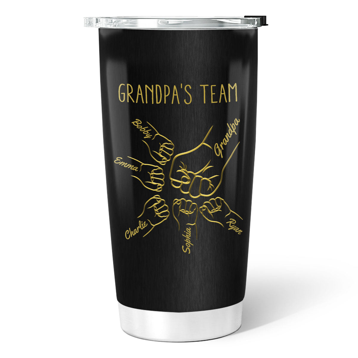 Best Dad Papa Grandpa Fist Bump Outline Metal Personalized Tumbler