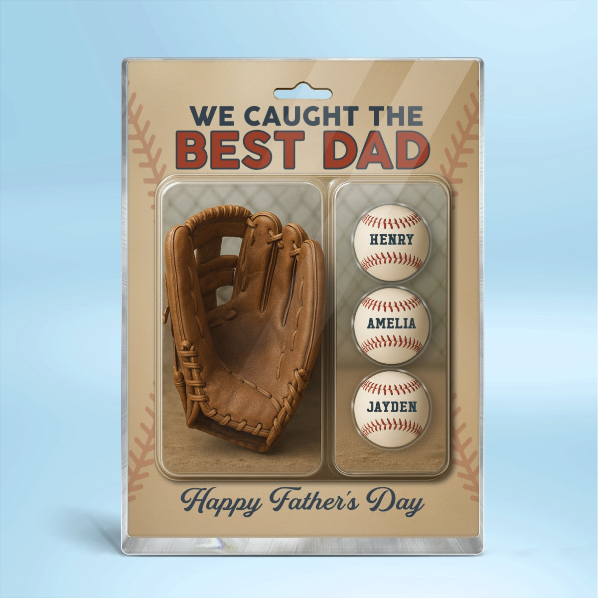 We Caught The Best Dad Grandpa Baseball & Glove Figures Style Personalized Acrylic Block Plaque, Perfect  Gift for Dad, Gift for Husband