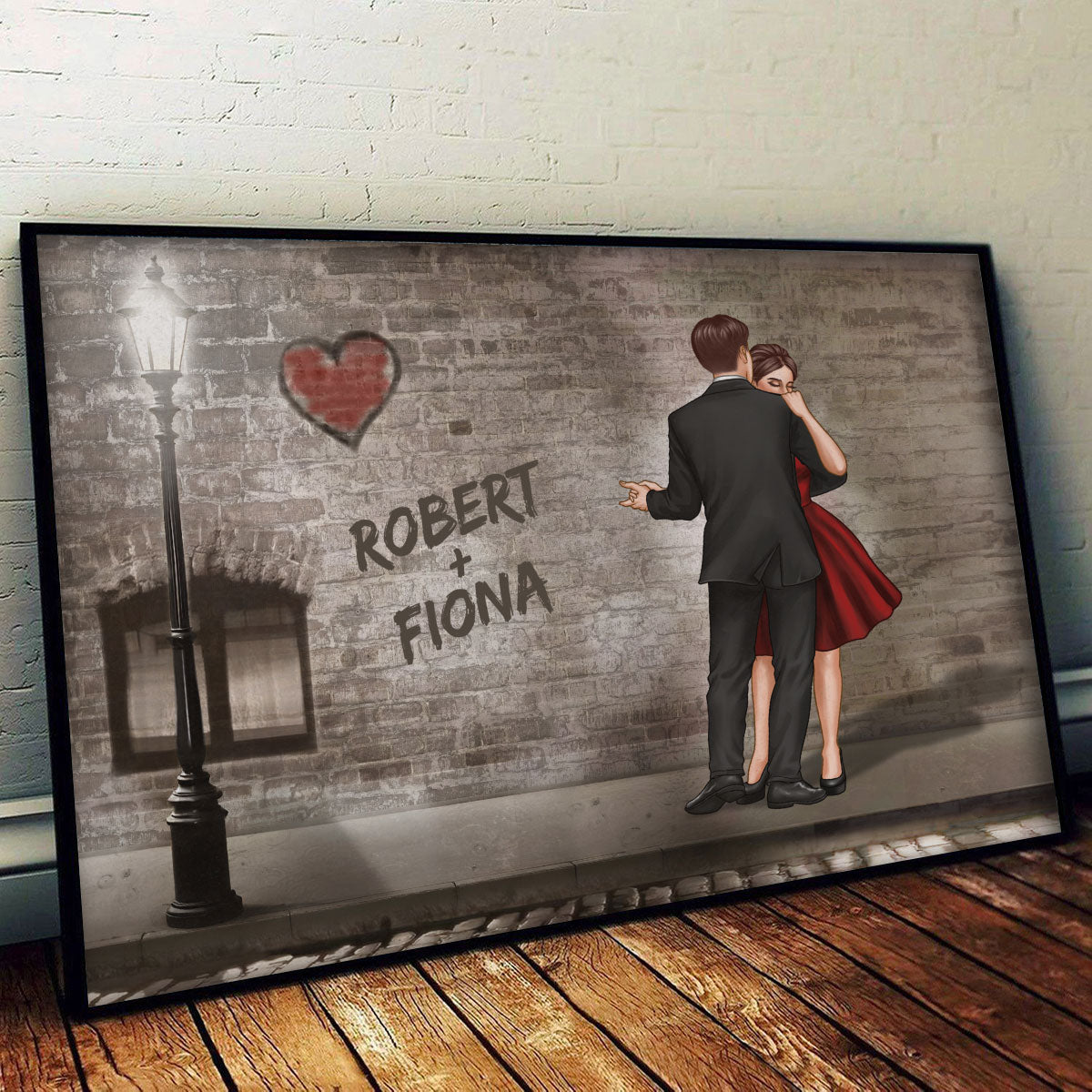 Couple Vintage Old Street Personalized Poster, Valentines Gift, Anniversary Gift for Him for Her