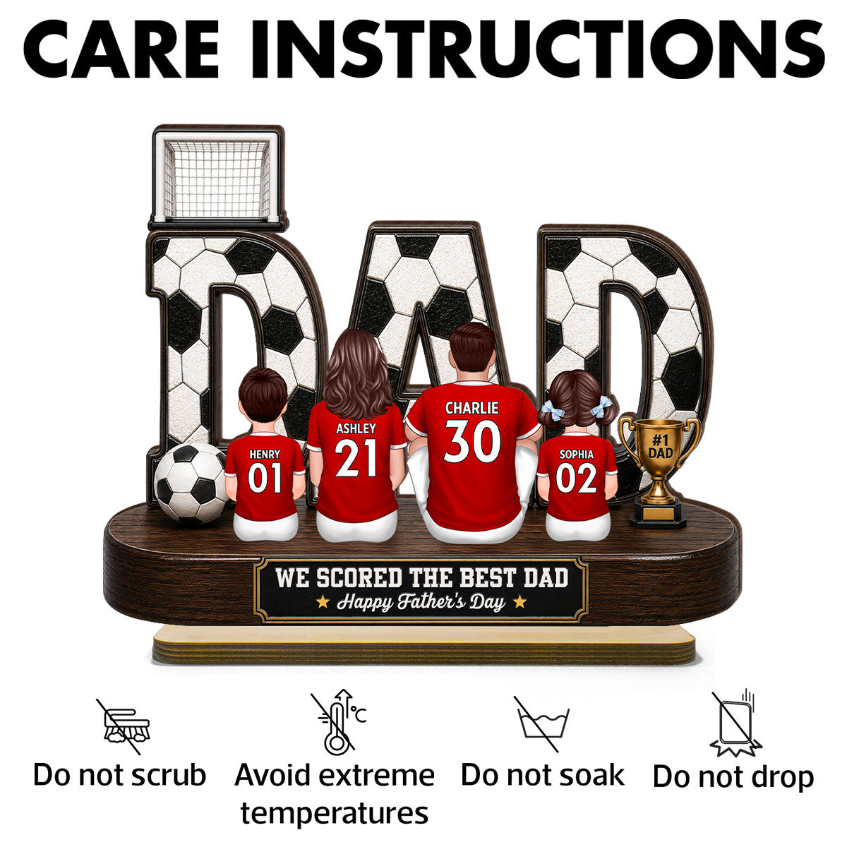 Soccer Family Legend We Scored The Best Dad - Personalized 2-Layered Wooden Plaque -  Gift For Dad, Husband, Soccer Lovers