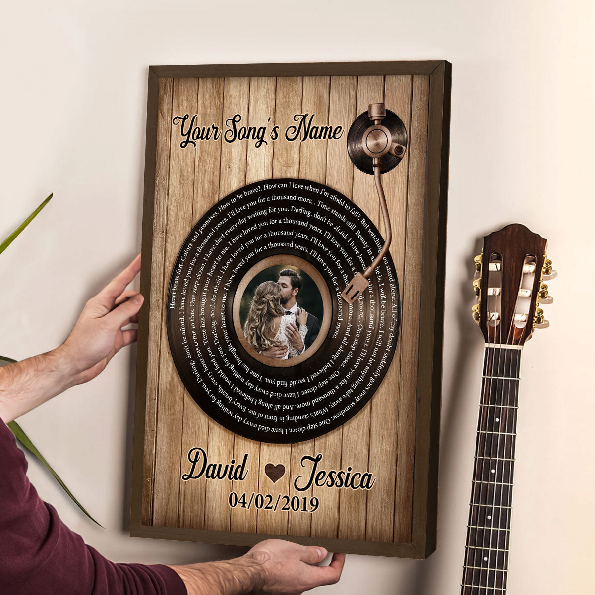 Upload Photo Vinyl Record Custom Song Lyrics Personalized Poster, Anniversary Wedding  Gift For Her, For Him, For The Couple