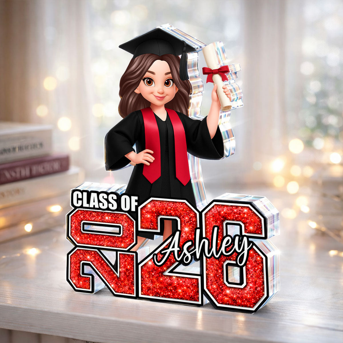 Senior Graduation Gift 2026 Glitter Effect - Personalized Acrylic Block Plaque - Graduation Gift For Seniors, Daughter, Son, Grandkids