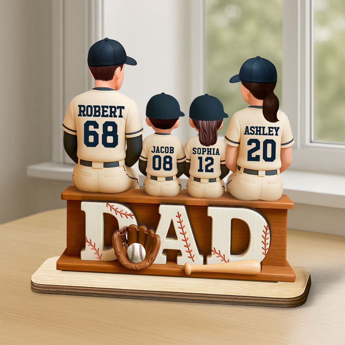 Personalized Baseball Theme Standing Wooden Plaque,  Gift for Baseball Dad, Gift for Husband