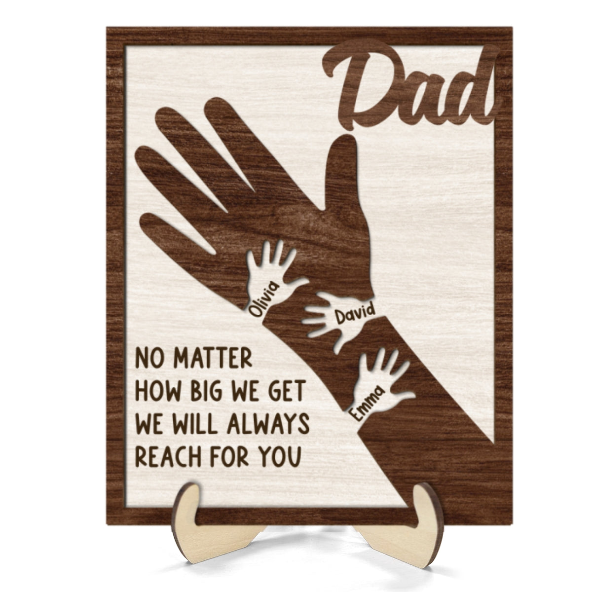 No Matter How Big We Get Personalized 2-Layer Wooden Plaque| Heartfelt  Gift For Dad