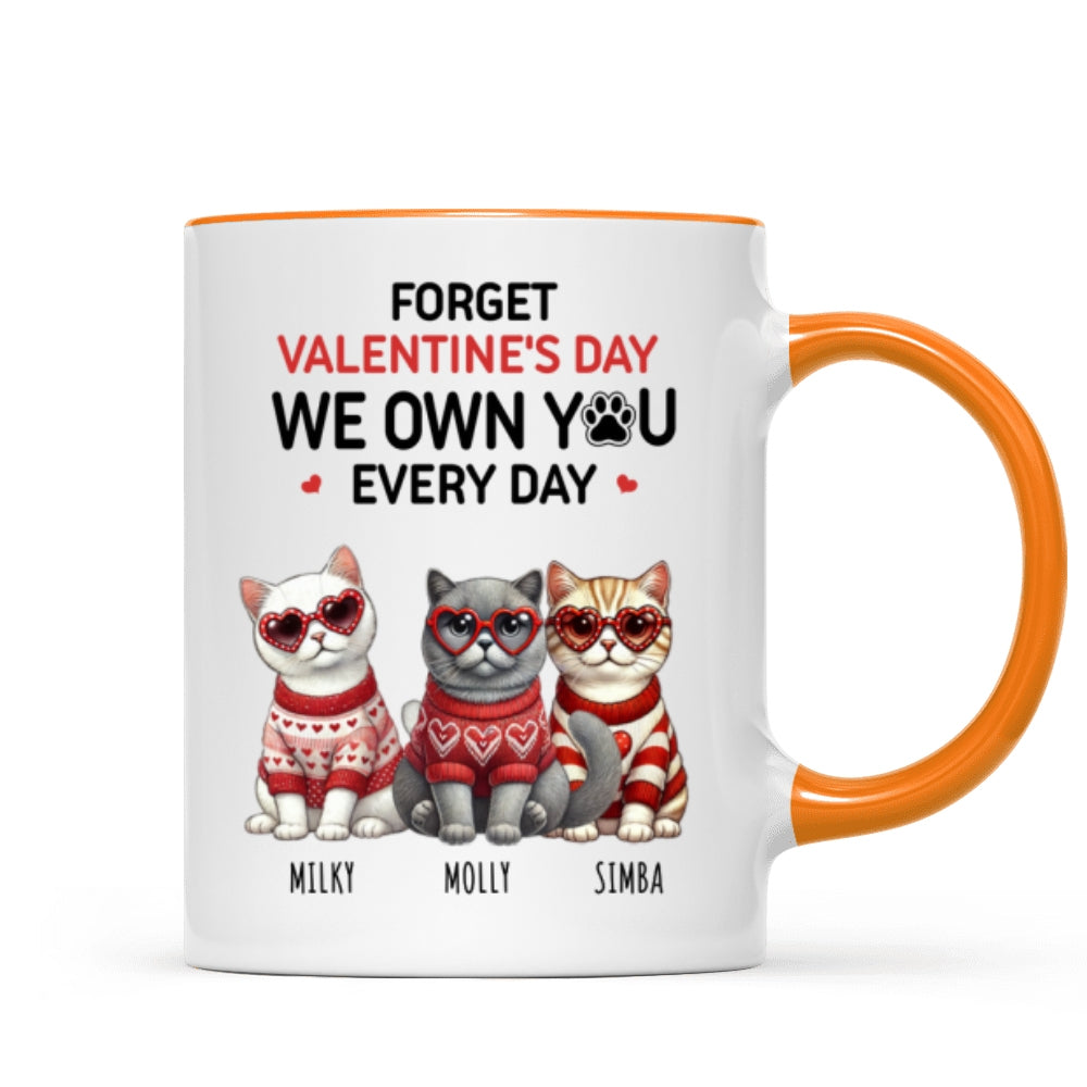 Forget  We Own You Every Day,  Cat Mom Personalized Mug, Gift for Cat lovers